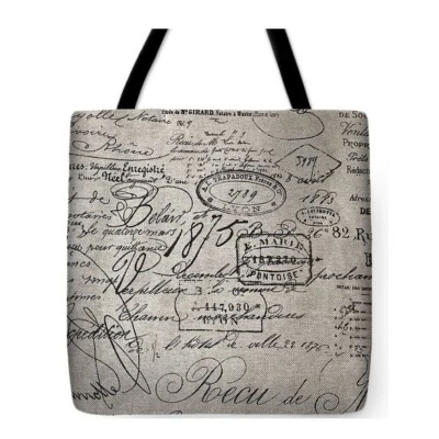 Bolso de Mano BALLARD DESIGNER ESCRITURA FRANCESA De Colección. Tela Hecha a Mano EE. UU. - Forrada Foto 1 de 2