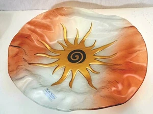 13" Hand Blown MURANO Art Glass Bowl Moda Mostra SIGNED Set 3 Plate Dish ITALY - Picture 1 of 24