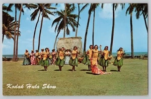 Postal de Hawaii Kodak Hula Show Falda de Hierba Palmeras Mike Roberts Tarjeta a Color - Imagen 1 de 2