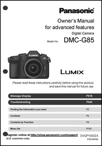 Panasonic Lumix DMC-G85 Advanced Camera User Guide Instruction Manual - Picture 1 of 1