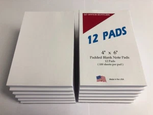 Note Pads / Memo Pads- 4” X 6” - 100 Sheets Per Pad - 12 Pads - Picture 1 of 2