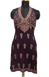 VINTAGE RITU KUMAR EMBROIDERED PARTY WEARR BACKLESS SEXY GIRLS DRESS SIZE SMALL - Picture 1 of 12