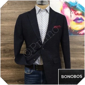 BONOBOS Mens Blazer Sport Coat Casual Jacket Size 40R Slim Fit Flannel Wool Suit - Picture 1 of 13