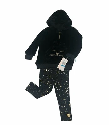 Juicy Couture Girls' Black Cat Hoodie & Black & Gold Speckle Pants, 24 Months - Image 1 of 4