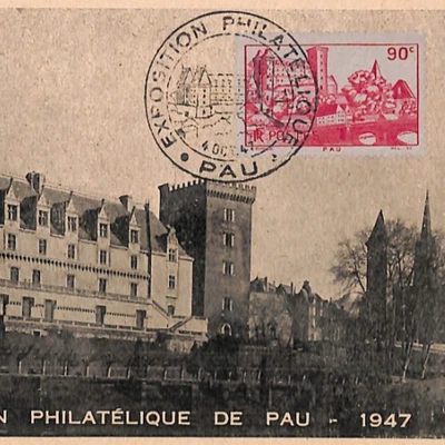 FRANCE Postcard 1947 MAXI CARD Pau Philatelic Exhibition {samwells-covers}PX352 - Image 1 of 4