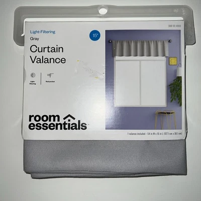 Room Essentials Curtain Valance 15" Gray, NWT - Image 1 of 4