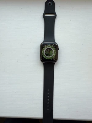 Apple Watch Series 6 44mm Graphite Stainless Steel Case and Black Silicone Band, - Image 1 of 4