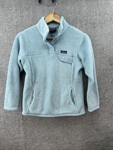 Patagonia Kids Large Retool Snap Polartech Fleece Light Blue Front Pouch Pocket - Picture 1 of 16