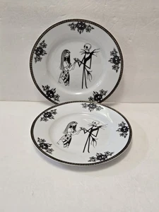 Disney Nightmare Before Christmas - Jack Skellington & Sally 8” Plates Set Of 2 - Picture 1 of 2