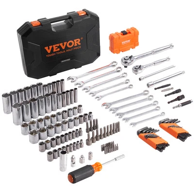 VEVOR Mechanics Tool Set and Socket Set 1/4in 3/8in Drive 145 Pcs SAE and Metric - Image 1 of 4