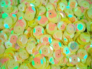 Sequins Cup 8mm Yellow AB 100g DIY Crafts Sewing Dressmaking Decorating - Picture 1 of 2
