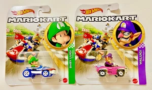 BABY LUIGI & WALUIGI Hot Wheels Mario Kart Die-Cast Race Karts Cars - Picture 1 of 1