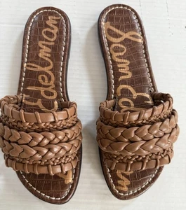 Sam Edelman NWT  Giada Brown Leather Woven Slide Sandals Size 8.5 - Picture 1 of 2
