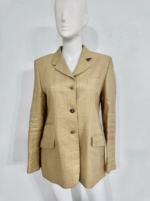 Burberry 100% Linen Jacket Blazer Neutal Taupe Line Made In England Est 8 - Image 1 of 4
