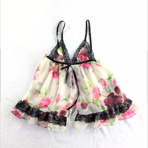 Victoria's Secret Lace Sheer Dainty Babydoll Flyaway Lingerie Women's Med - Picture 1 of 10