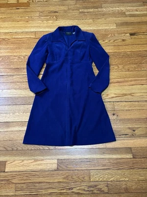 Vintage Liz Claiborne Womens Dress Sz 4p Petite Dark Purple Long Sleeve Collared - Image 1 of 4