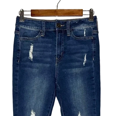 SO womens Ultimate high rise distressed jegging size 5 stretch dark wash - Image 1 of 4