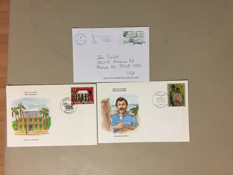 Three France Colonies covers:French Polynesia andNew Caledonia fdc,St Pierre&Miq - Image 1 of 1