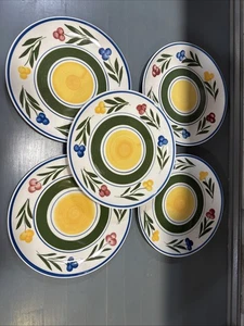 Gibson Villa Flora Design Discontinued Dinner Plates Set Of 5 - Picture 1 of 4