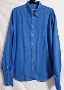 Emporio Armani Langarm Blau Kragen Kleid Shirt Größe 43/17 Brustumfang 50 Zoll - Bild 1 von 17