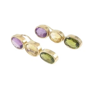 Massive 14K Gelbgold Amethyst Citrin Peridot Ohrringe - Bild 1 von 5
