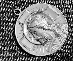 Vtg Sterling Silver Religious Jesus Medallion Pendant " I'M A PROTESTANT" - Picture 1 of 8