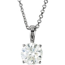 1 Ct Diamond Solitaire Pendant 14k White Gold IGI Certified