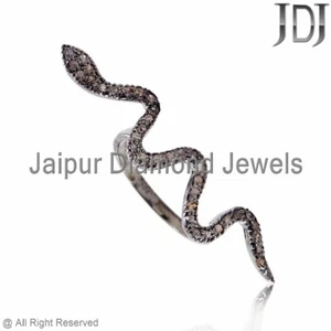 Snake Ring Natural Pave Diamond 925 Sterling Silver Ring Vintage Jewelry Ring - Picture 1 of 6