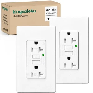 GFCI Outlet 15 Amp 20 Amp GFI Receptacle LED Indicator Residential Grade w/Plate - Picture 1 of 14
