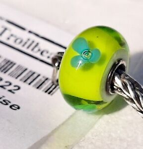 TROLLBEADS Turquoise Flower 61322 Retired Turquoise Flowe Glass Silver 61322 New