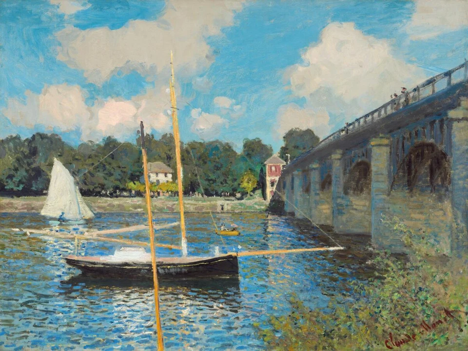 Ceramic Backsplash Tile Mural Impressionist Fine Art - Bridge at Argenteuil - Image 1 of 1