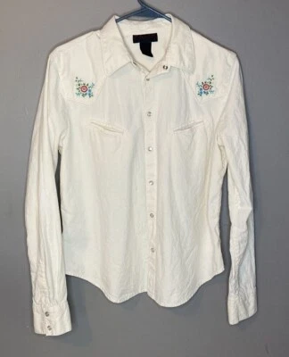 Vintage 80's 90's Embroidered Rose Western Shirt RALPH Ralph Lauren Womens Sz L - Image 1 of 4