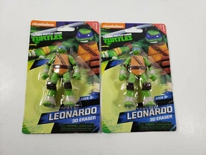 Lote de 2 Nick Jr Teenage Mutant Ninja Turtles 3D Leonardo Eraser Nickelodeon TMT - Imagen 1 de 3