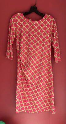 Vestido midi de tela Catalina con estampado de celosía de bambú manga 3/4 J. McLaughlin, talla M Foto 1 de 4