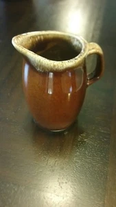 HULL BROWN DRIP CREAMER PITCHER SYRUP OVEN PROOF USA 4.5" - Picture 1 of 5