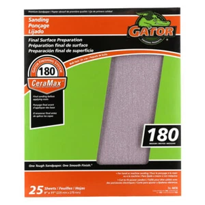 Gator CeraMax 11 in. L X 9 in. W 180 Grit Ceramic Sandpaper 25-Pack - Picture 1 of 1