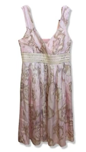 Sundance 100 % Seide rosa Blumen ärmellos V-Ausschnitt Kleid Damen Petite Größe P4 - Bild 1 von 7