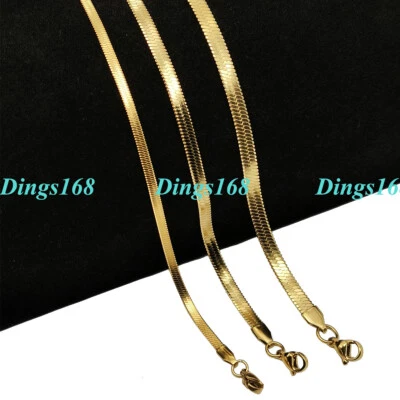 Collar de cadena de serpiente plana de 24 pulgadas y 3 mm sin deslustre relleno de níquel/sin deslustre de oro amarillo de 18 quilates Foto 1 de 2