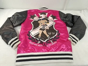 BETTY BOOP Womans Small Jacket Pink Black Embroidered Authentic Apparel Vintage - Picture 1 of 23
