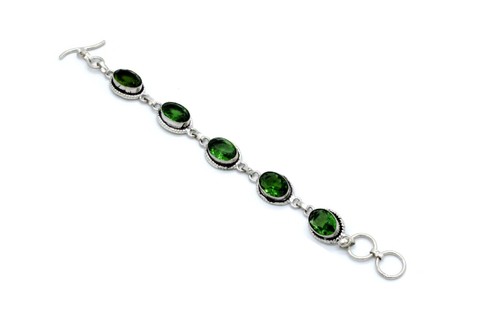 VALENTINO Bracciale in argento sterling 925 con pietre preziose diopside cromate gioielli fatti a mano S 7 8"