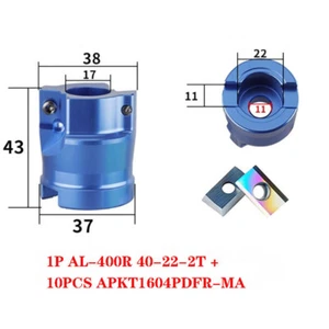 AL-400R 40-22-2T Aluminum Face Milling Cutter + 10PCS Colorful APKT1604PDFR-MA - Imagen 1 de 7