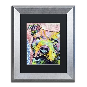 Trademark Fine Art ' Thouthful Pittbull II ' Black Matted Silver Frame by Dea... - Picture 1 of 7