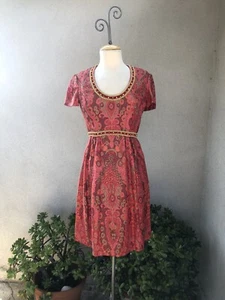 Vintage Dress Gino Charles Short Cocktail Mod Red Metallic Sz 8 - Picture 1 of 9