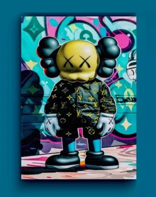 Impresión artística inspirada en KAWS - Arte pop estilo graffiti payaso - Lienzo de pared - A3 Foto 1 de 4