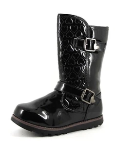 Bluezoo Stiefel jüngere Mädchen UK 12 EU 31 schwarz Lack Kunstleder gesteppt Reißverschluss - Bild 1 von 7