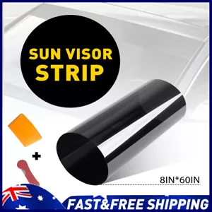Clear Black Decal Sun Strip Windshield Shade Eyebrow Banner Windscreen Tint-Film - Picture 1 of 11
