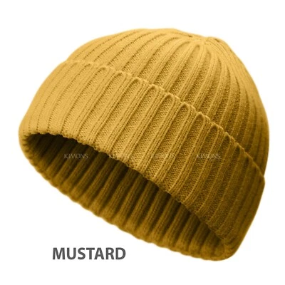 Mini Gorro Corto Pescador Sombrero Acanalado Docker Invierno Cálido Tejido Calavera Gorra Puño Foto 1 de 4