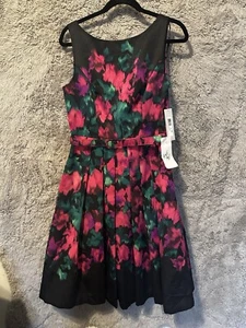 Elisa J - Lord & Taylor- Women’s Black & Floral Dress  Size 8 NWT Elegant WOW! - Picture 1 of 24