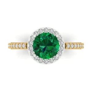 1.86 tcw Round Engagement Ring, 14K White/Yellow Gold Lab Created Gemstone - Picture 1 of 30