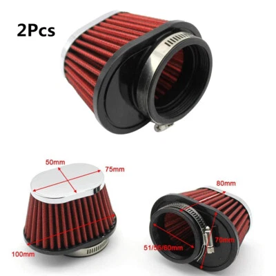 Round Tapered Metal Turbo Cold Air Intake Air Filter For Car SUV Engine 2.15in - Image 1 of 4